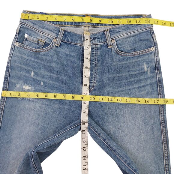 7 For All Mankind Jeans Womens 28 Blue Edie Stretch Patch Distressed Button Fly - Picture 11 of 12